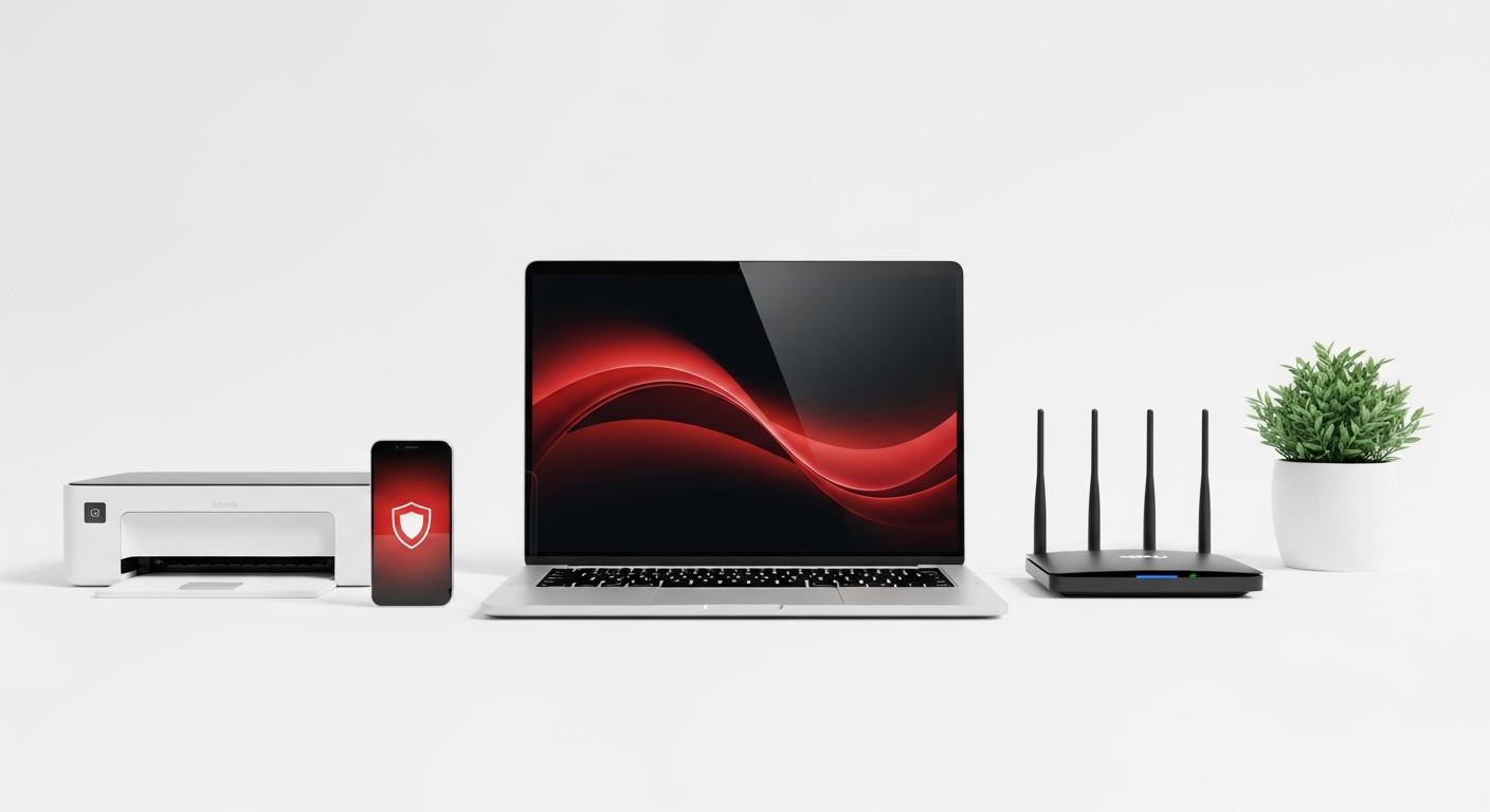 Laptop, smartphone, router and printer — devices Support America helps with